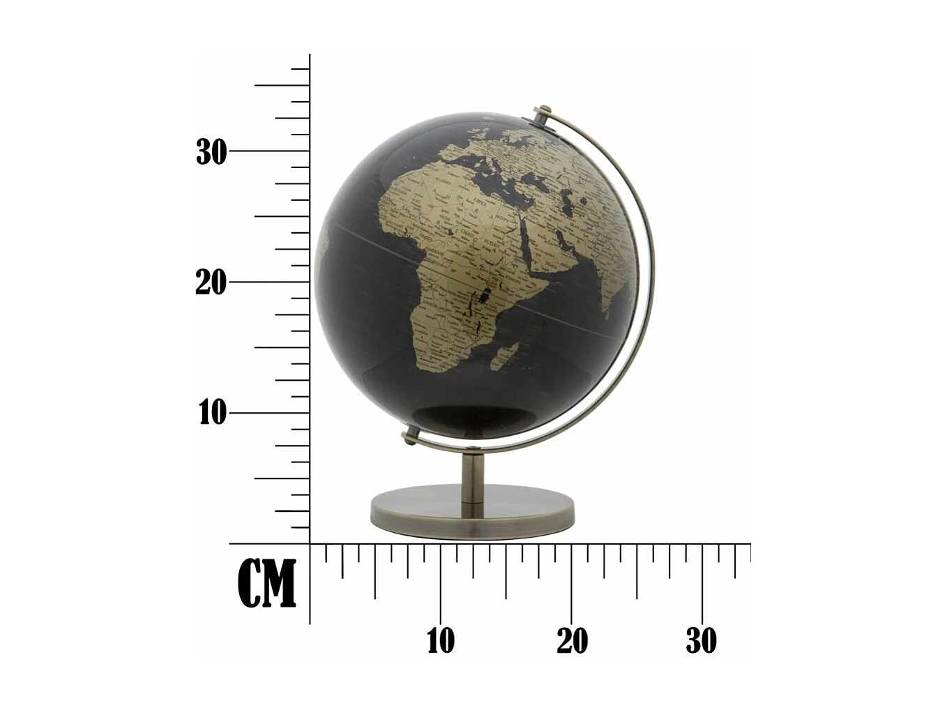 Mappamondo in pvc e base in metallo nero e dorato Ø cm 25x34