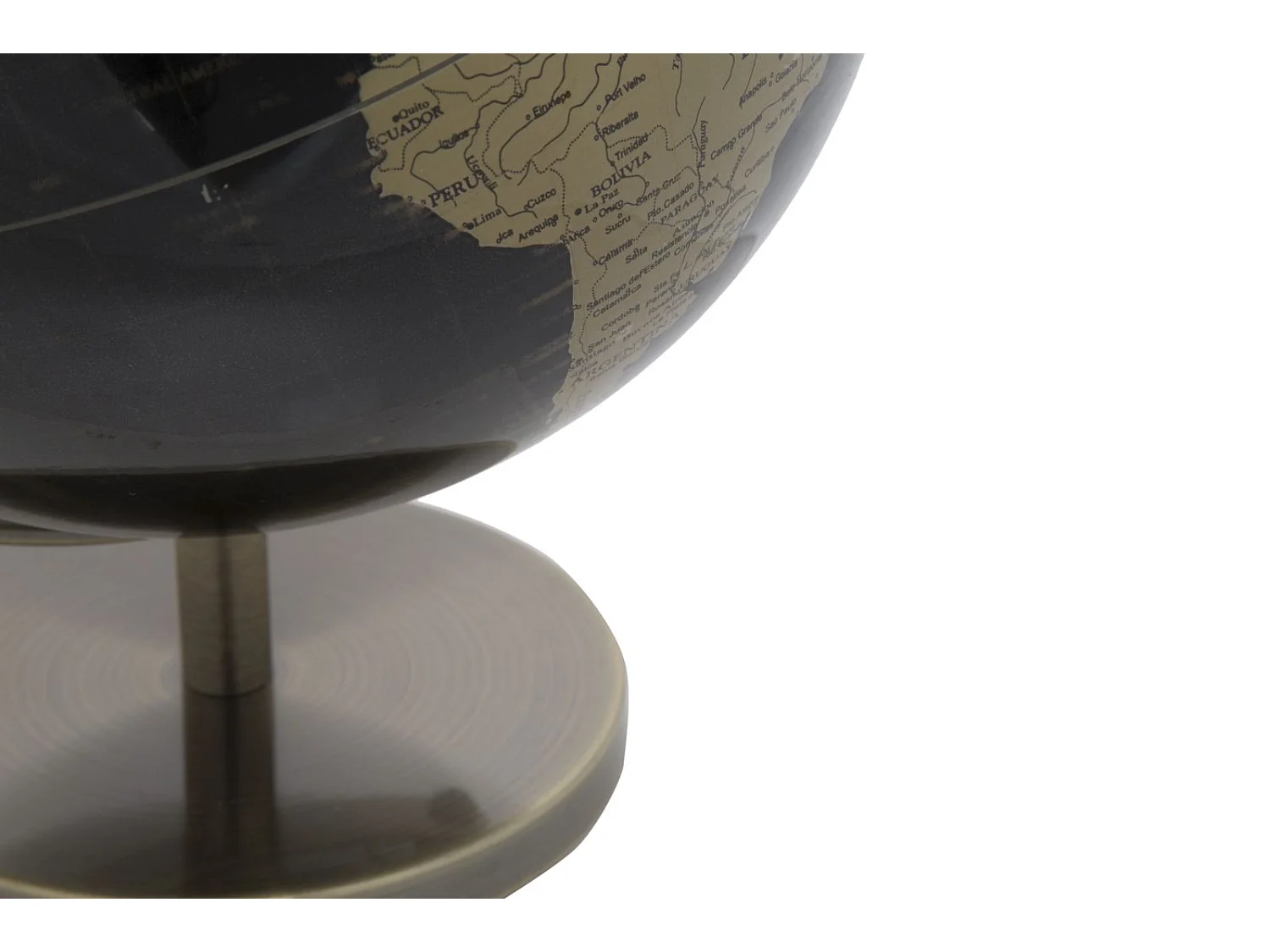 Mappamondo in pvc e base in metallo nero e dorato Ø cm 25x34