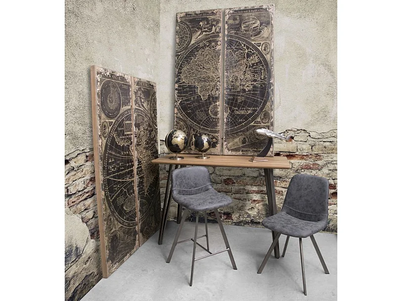 Mappamondo in pvc e base in metallo nero e dorato Ø cm 25x34