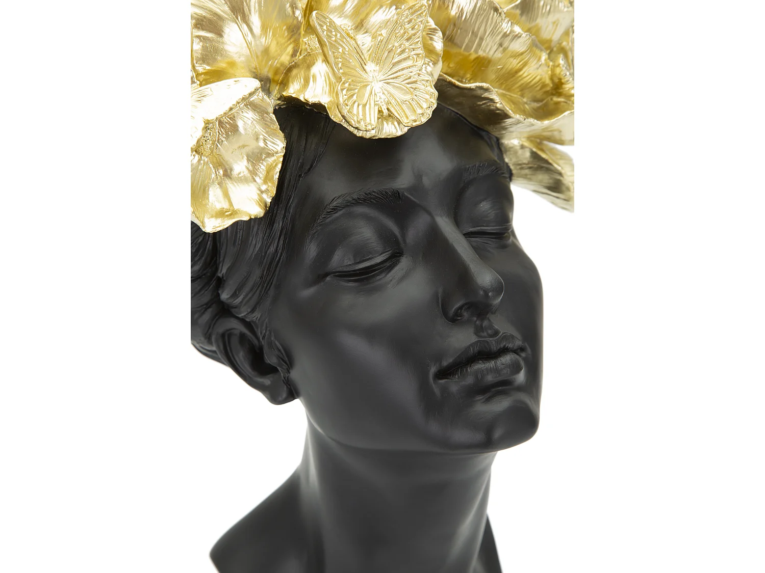 Statuette Tête Femme "Papillons" 36cm Noir
