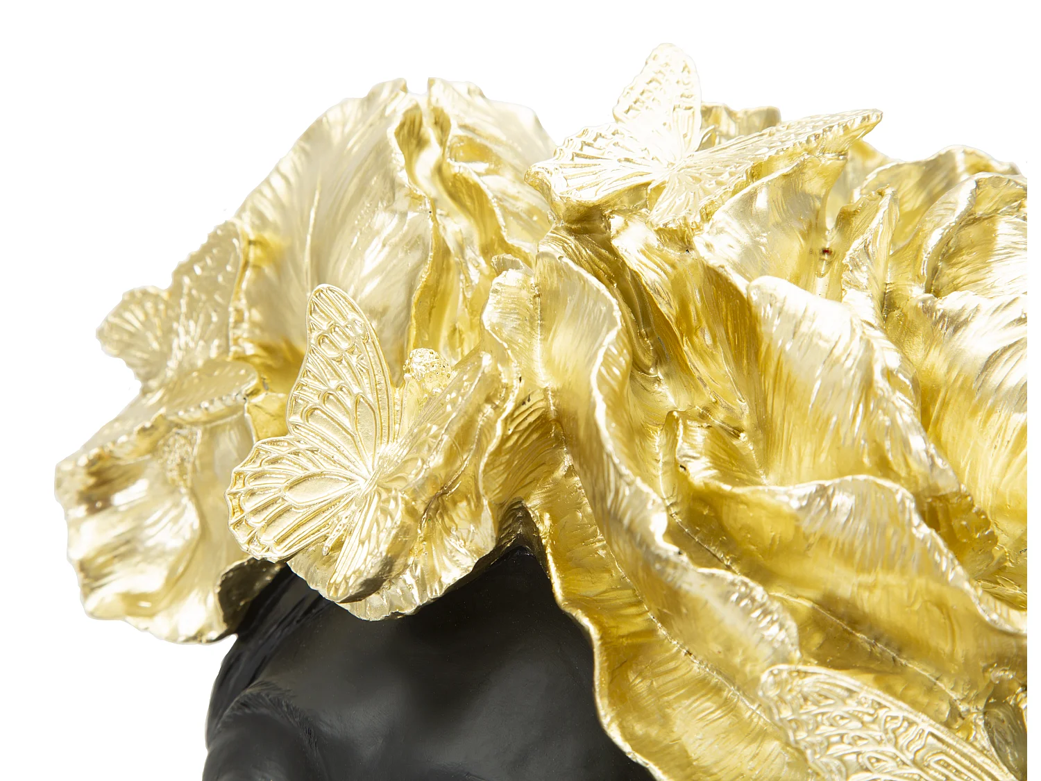 Statuette Tête Femme "Papillons" 36cm Noir