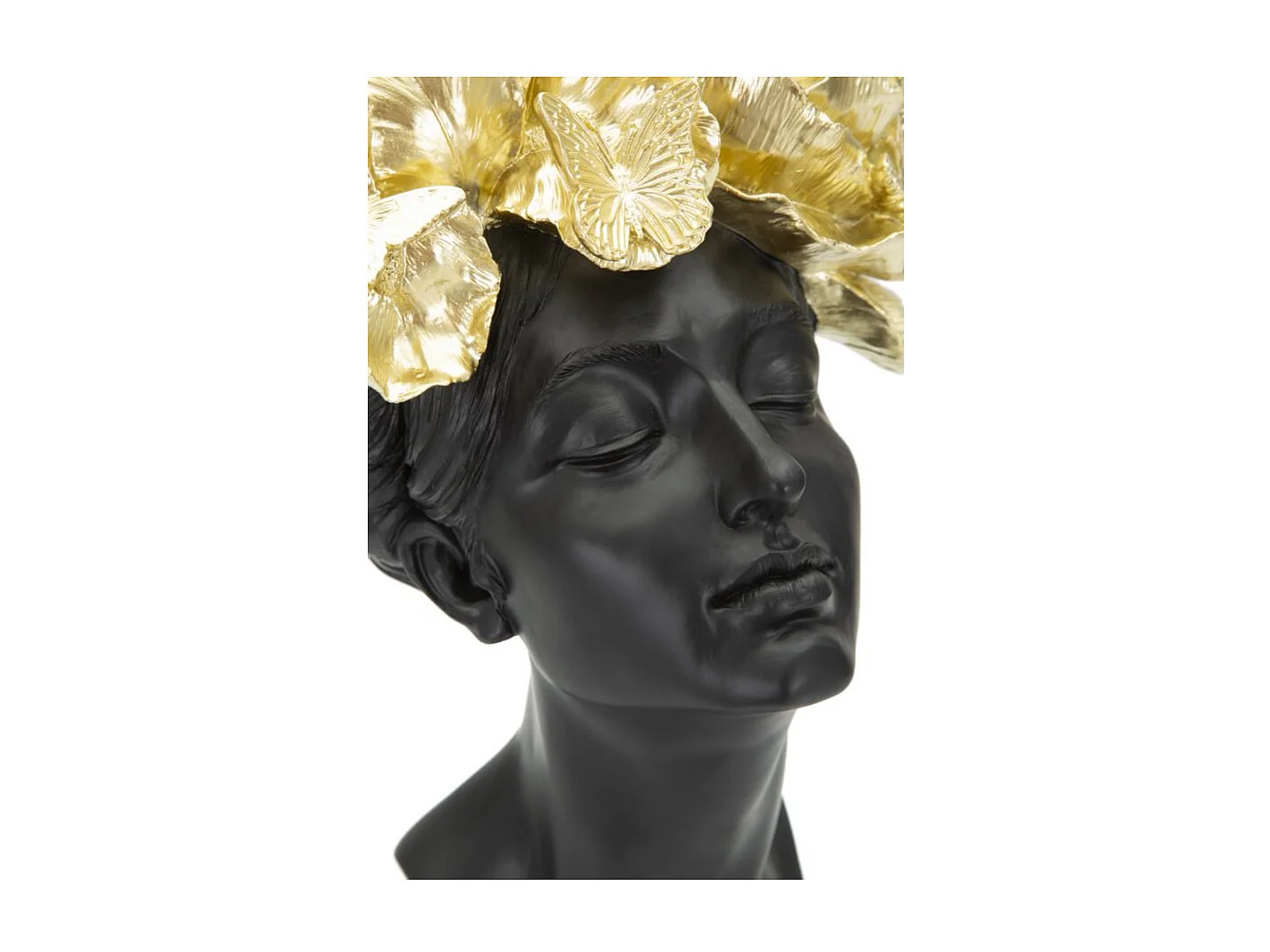 Statuette Tête Femme "Papillons" 36cm Noir