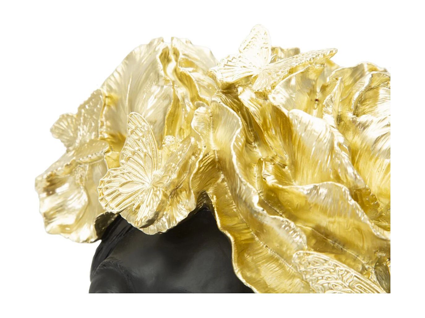 Statuette Tête Femme "Papillons" 36cm Noir