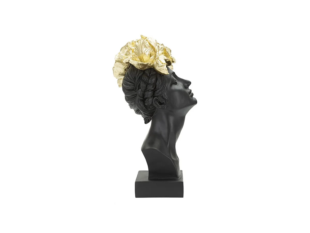 Statuetta a forma di testa di donna in resina nera cm 21x20x36,5