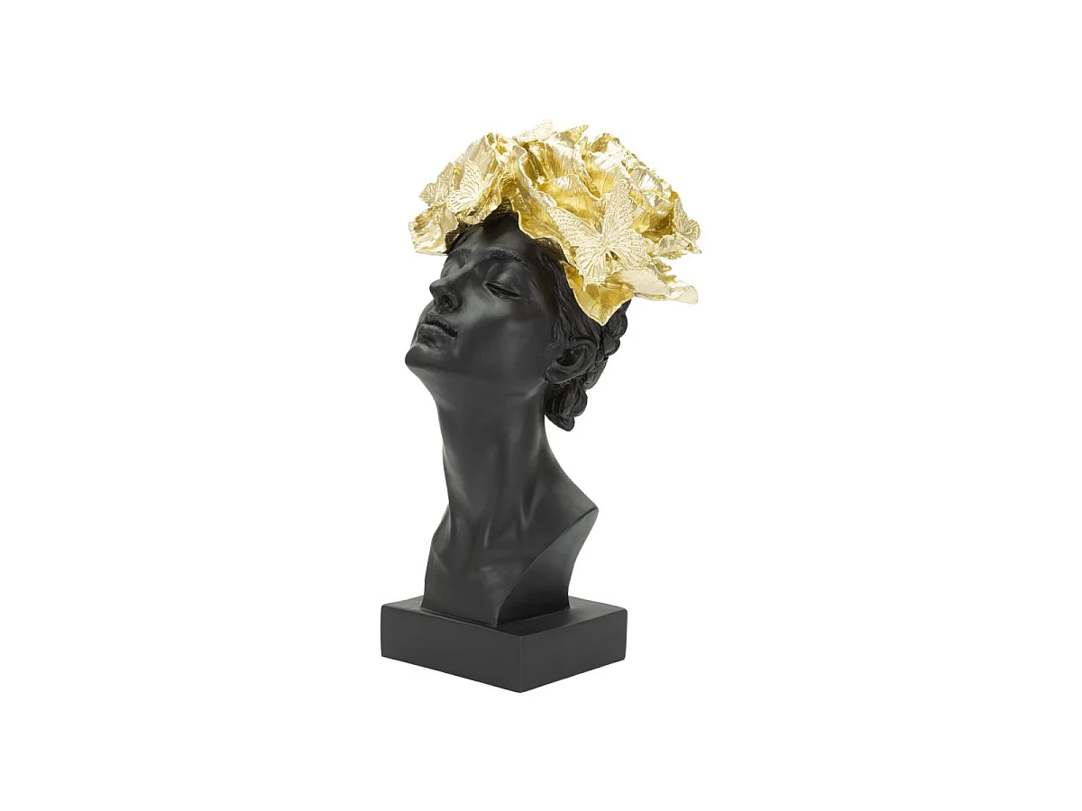 Statuetta a forma di testa di donna in resina nera cm 21x20x36,5