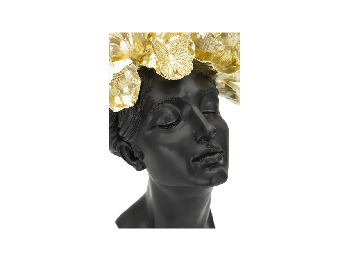 Statuetta a forma di testa di donna in resina nera cm 21x20x36,5