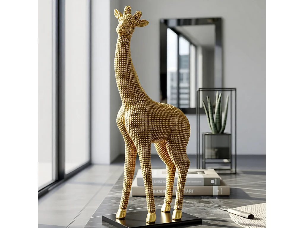 Giraffen-Statue aus Kunstharz goldfarben 19,8x8x40 cm