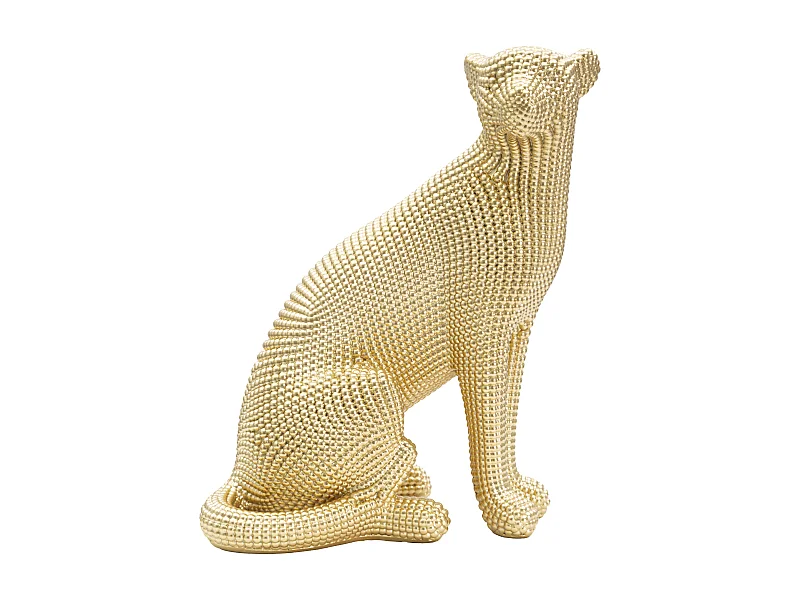 Leopardo in resina dorato cm 23x15,5x29