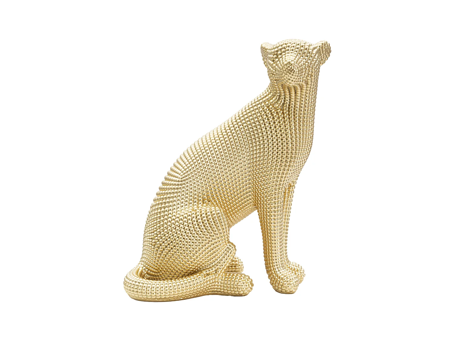 Statue en résine dorée, léopard assis, design élégant et raffiné, 23x15,5x29 cm