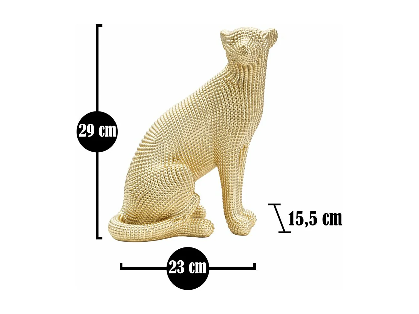 Statuette Déco en Résine "Léopard" 29cm Or