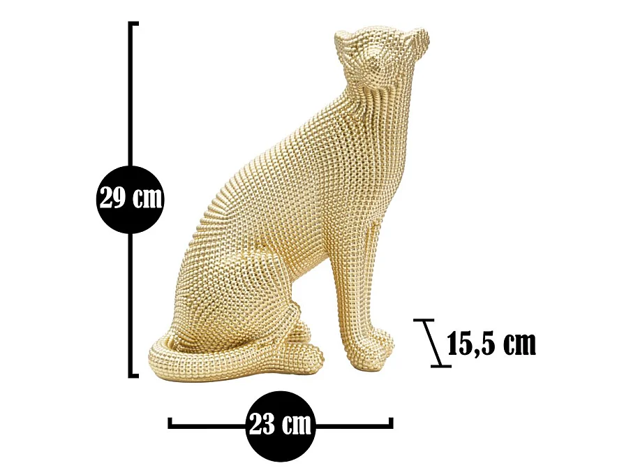 Statuette Déco en Résine "Léopard" 29cm Or