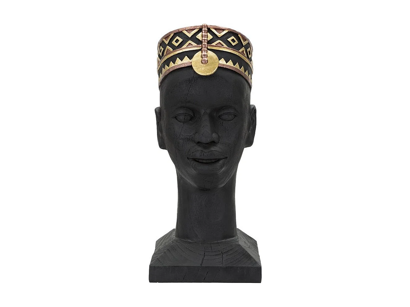Statue Tête Homme Couvre-Chef "Massai" 56cm Noir