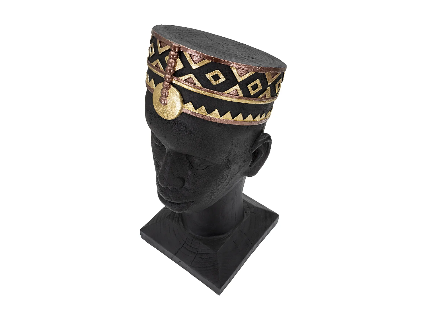 Statue Tête Homme Couvre-Chef "Massai" 56cm Noir