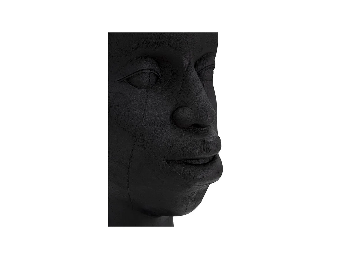 Statuetta a forma di testa di uomo in resina nera cm 25x25x56