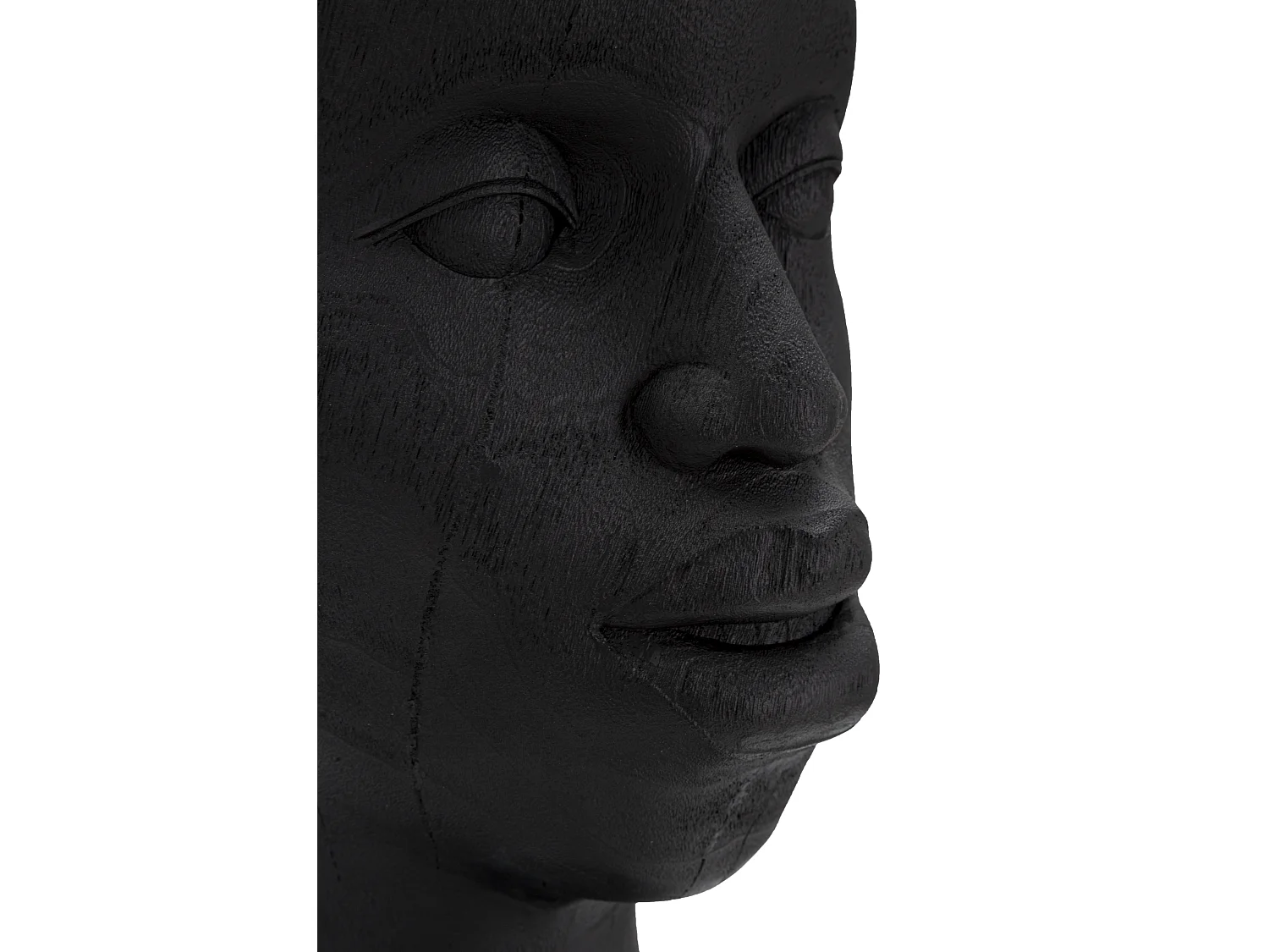 Statuetta a forma di testa di uomo in resina nera cm 25x25x56