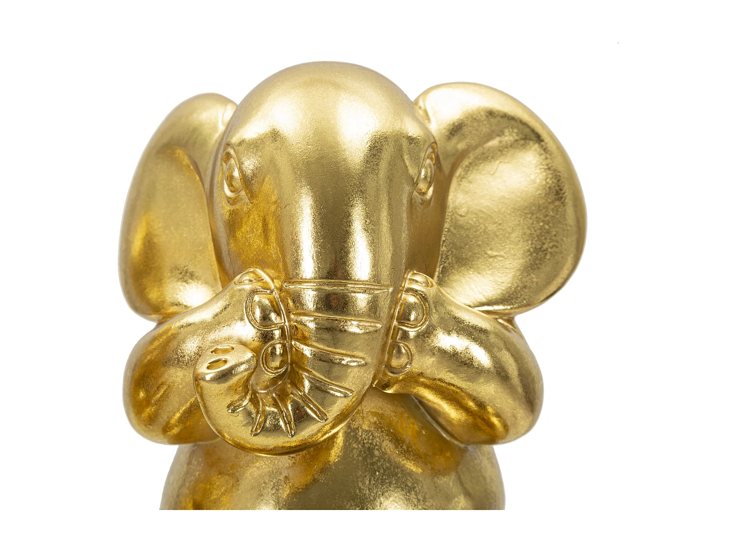 Lot de 3 Statuettes en Résine "Éléphants" 20cm Or