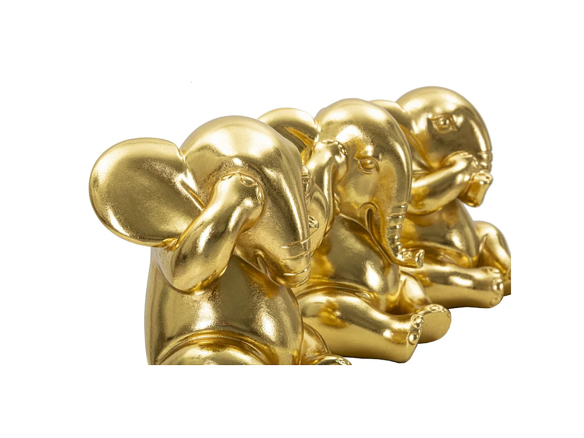 Set van 3 gouden hars olifanten Ø 15,5x20,5 cm