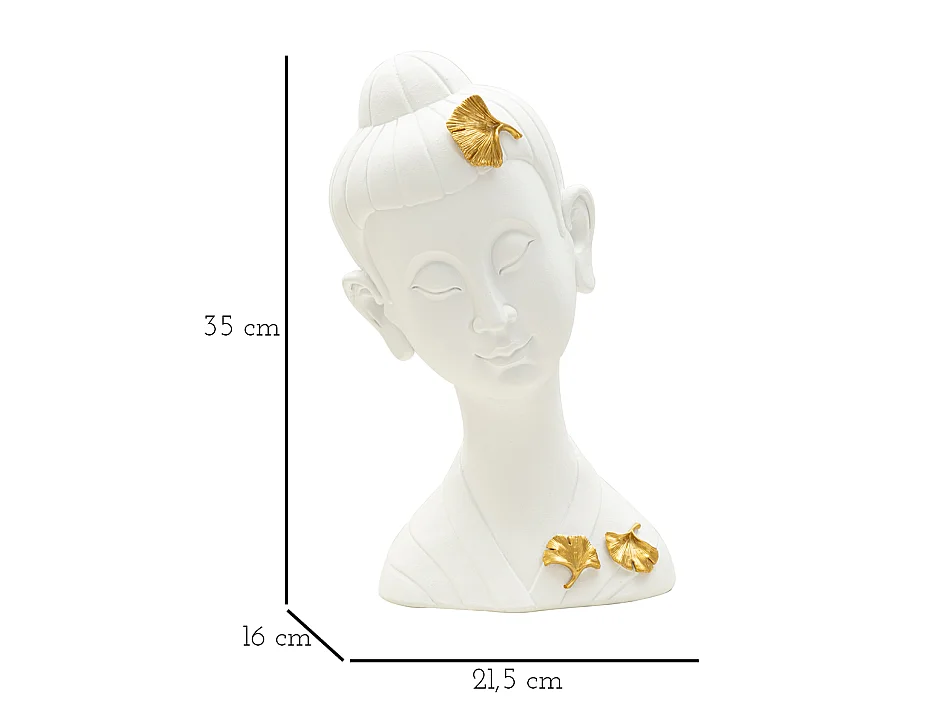 Statuette Déco en Résine "Bouddha" 35cm Blanc