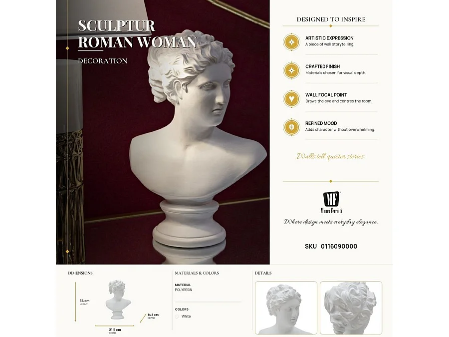 Scultura in resina bianca cm 22x15x34