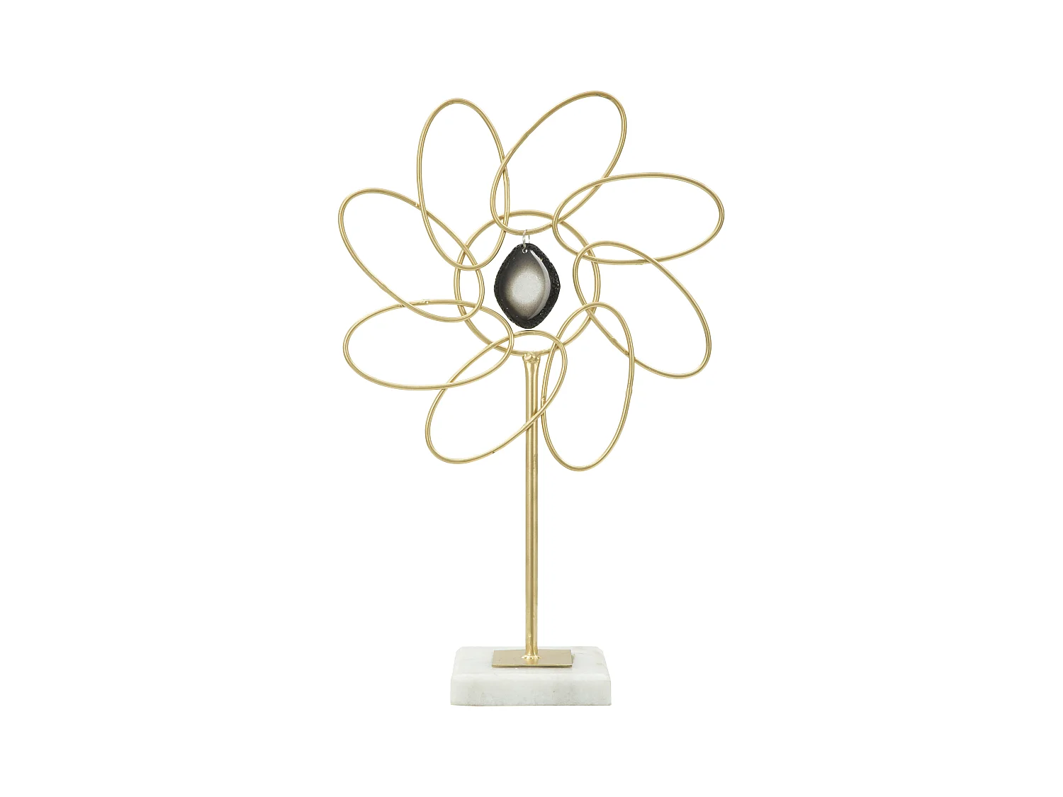 Décoration en métal doré avec base en marbre blanc cm 24x10x37,5