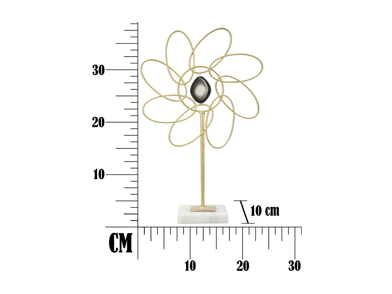 Fleur Déco en Métal "Daisy" 37cm Or