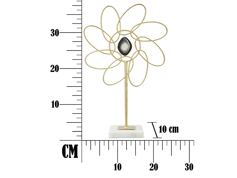 Fleur Déco en Métal "Daisy" 37cm Or
