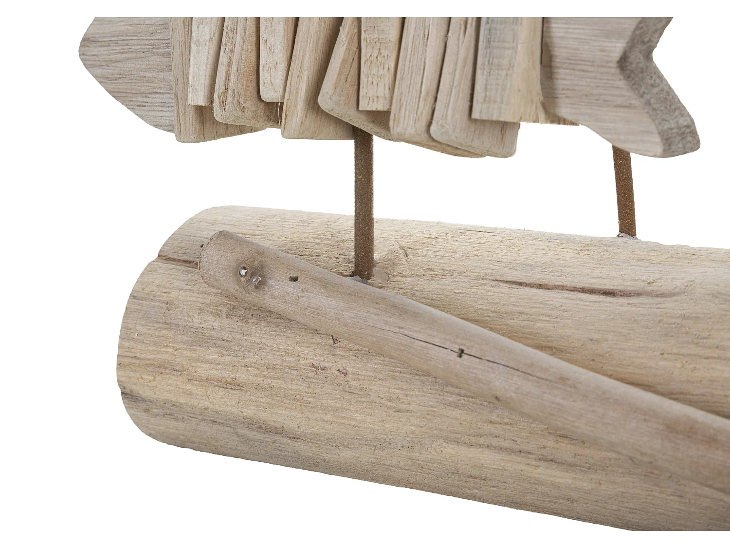 Scultura con pesci in legno marrone cm 37x10x24