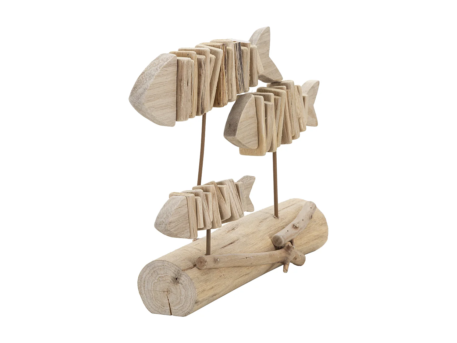 Statuette Banc de Poisson en Bois "Tanoak" 37cm Naturel