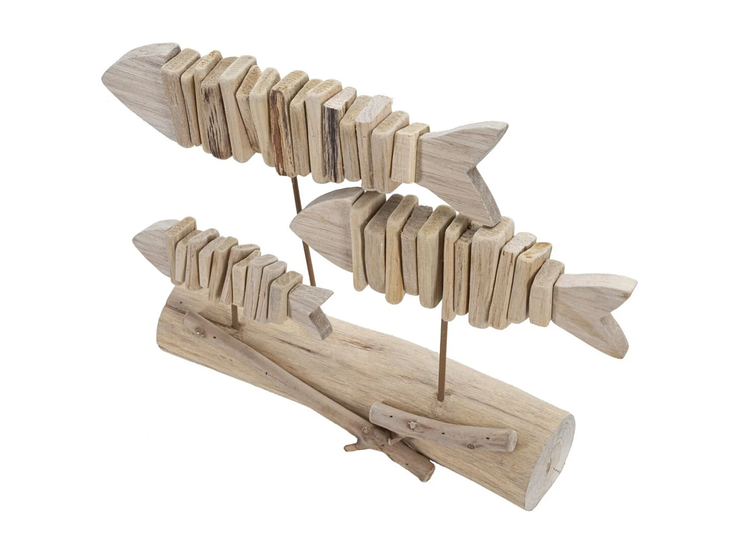 Statuette Banc de Poisson en Bois "Tanoak" 37cm Naturel