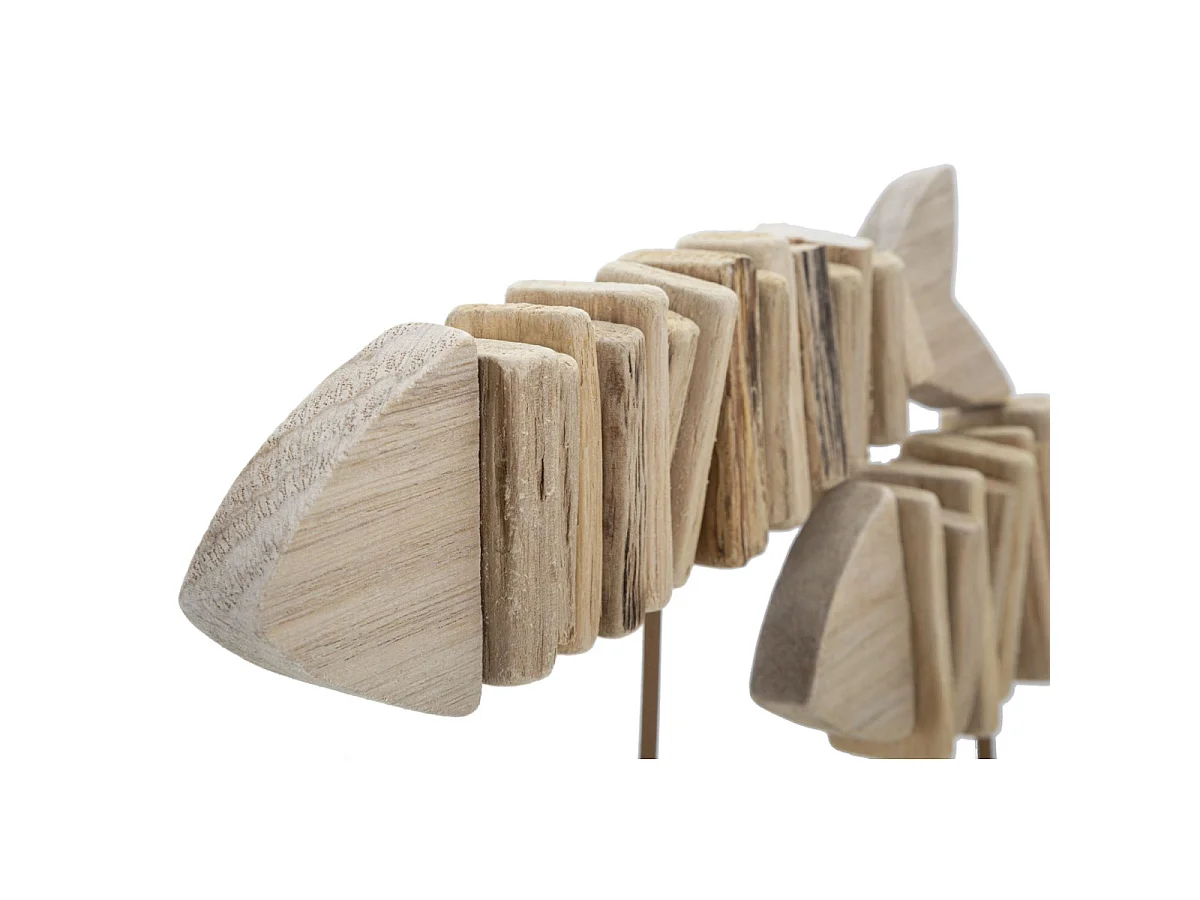 Statuette Banc de Poisson en Bois "Tanoak" 37cm Naturel