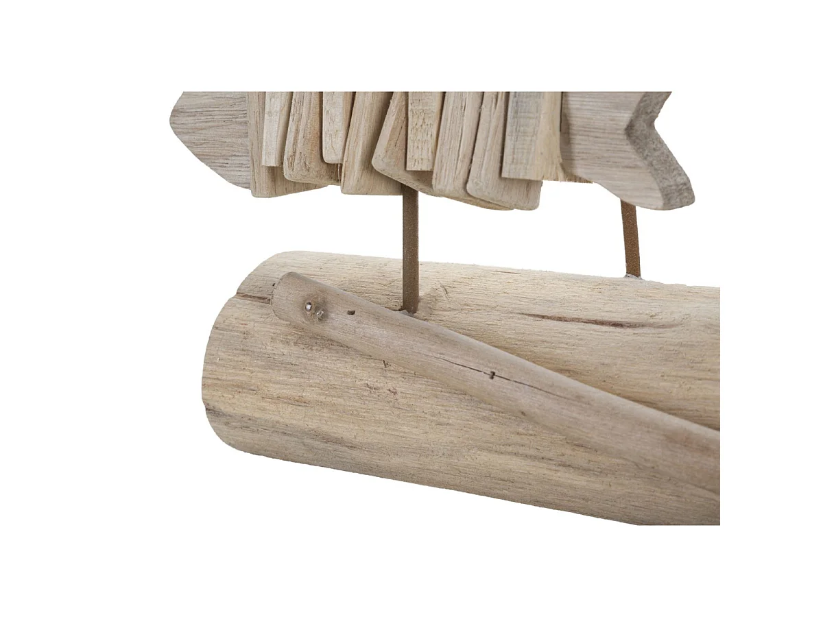 Statuette Banc de Poisson en Bois "Tanoak" 37cm Naturel