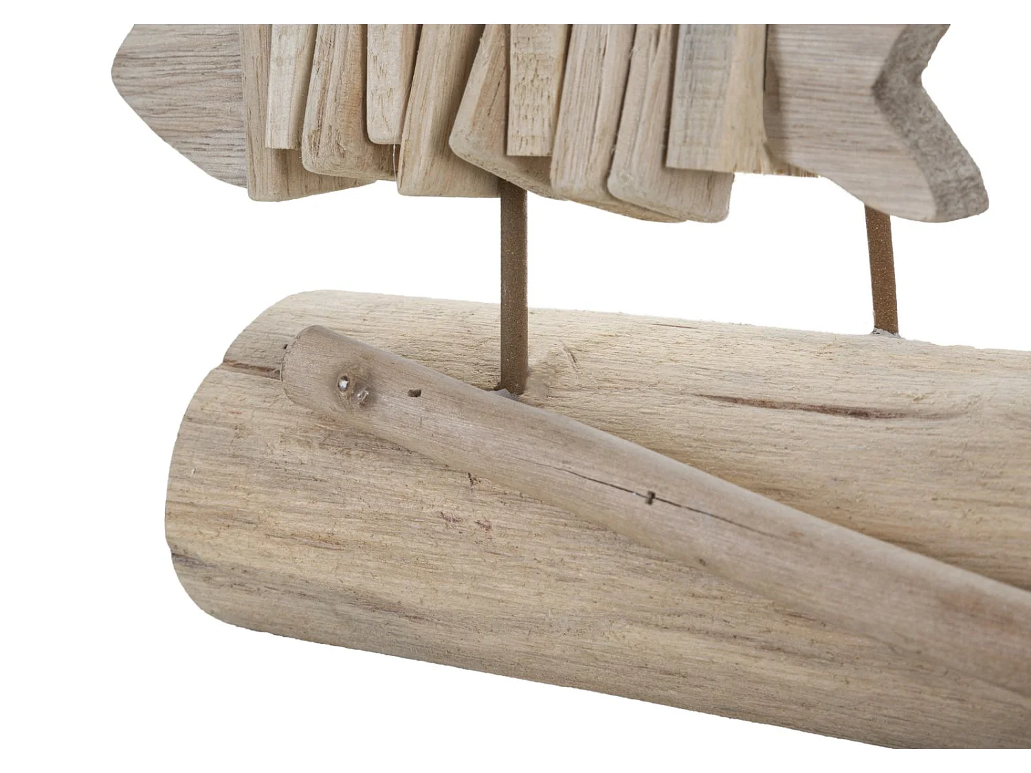 Statuette Banc de Poisson en Bois "Tanoak" 37cm Naturel