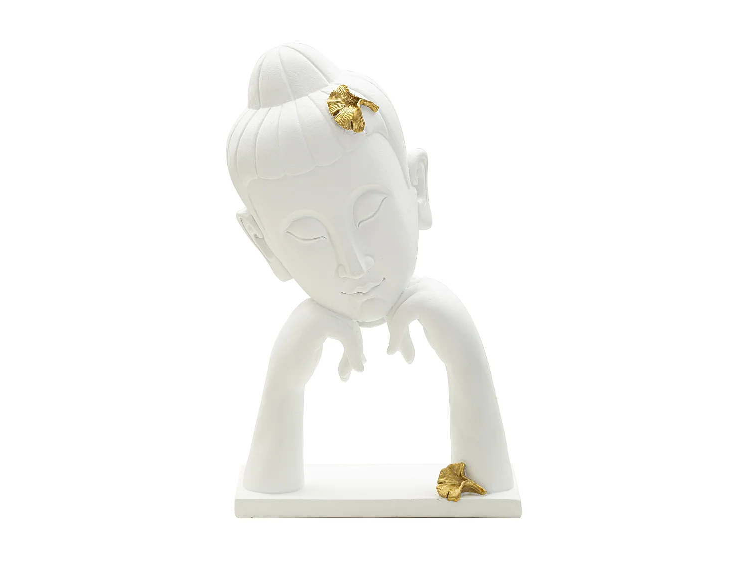 Statuette Déco en Résine "Bouddha Mains" 36cm Blanc