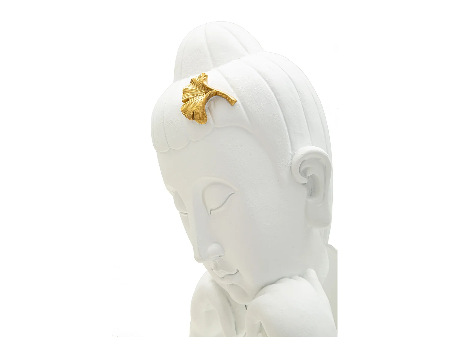 Statuette Déco en Résine "Bouddha Mains" 36cm Blanc