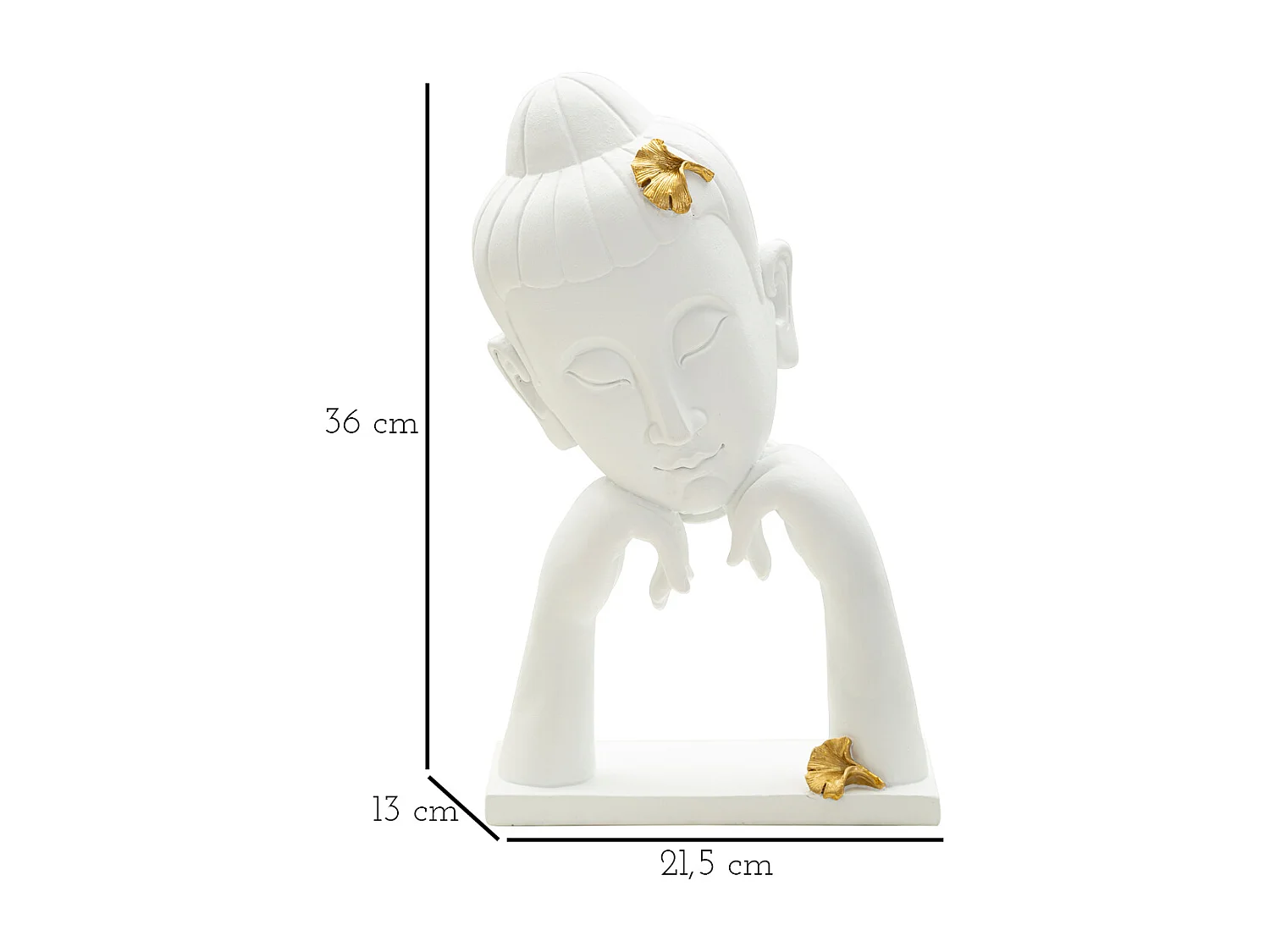 Statuette Déco en Résine "Bouddha Mains" 36cm Blanc