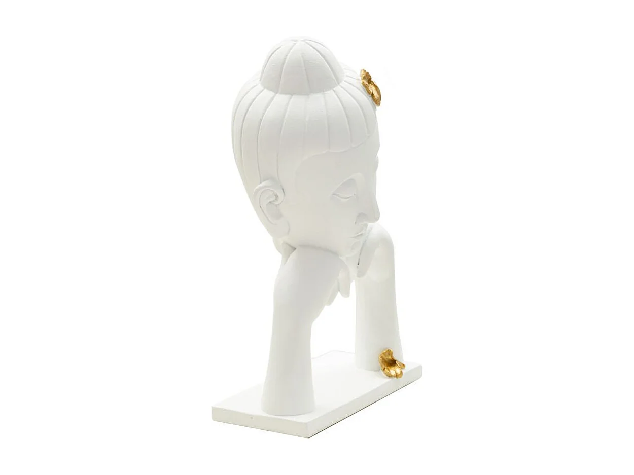 Statuette Déco en Résine "Bouddha Mains" 36cm Blanc