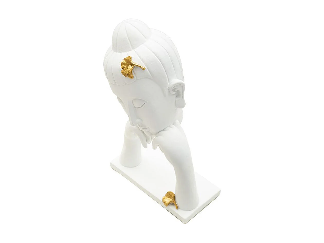 Statuette Déco en Résine "Bouddha Mains" 36cm Blanc