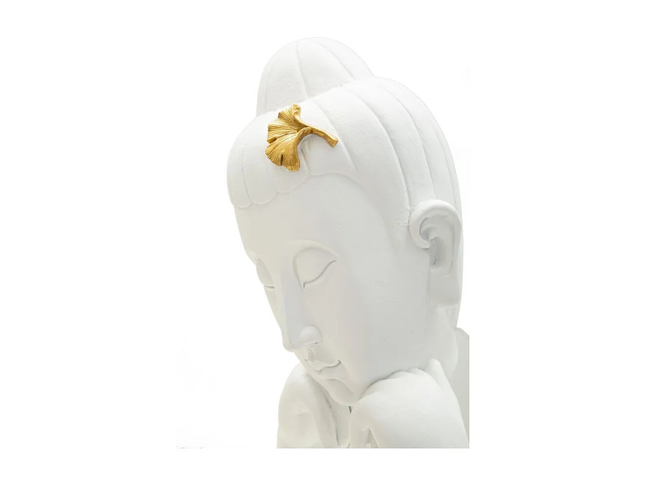 Statuette Déco en Résine "Bouddha Mains" 36cm Blanc