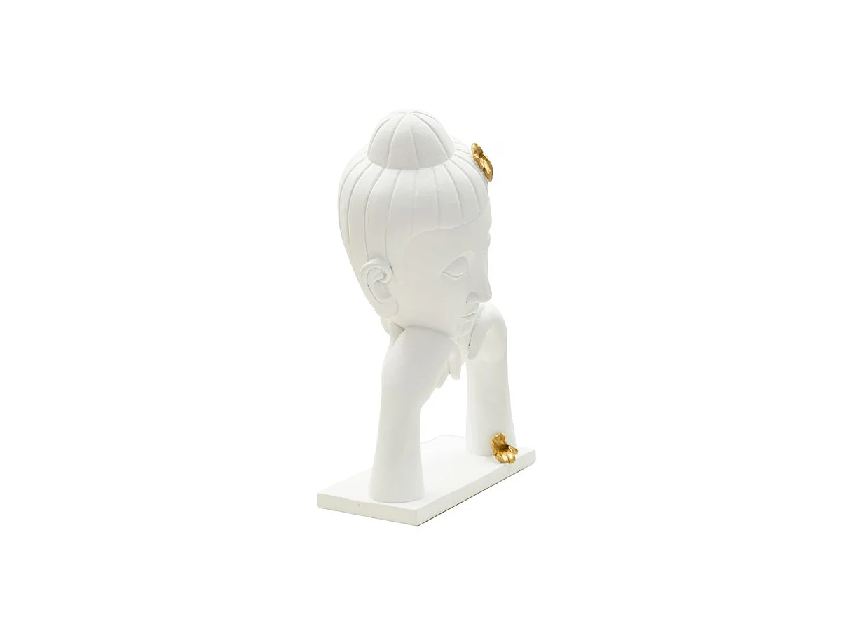 Witte hars Boeddha hoofd, 21,5x13x36 cm