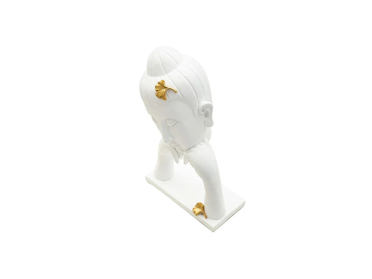Witte hars Boeddha hoofd, 21,5x13x36 cm