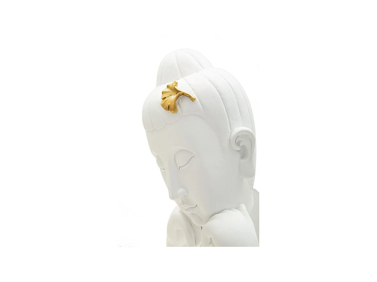 Witte hars Boeddha hoofd, 21,5x13x36 cm