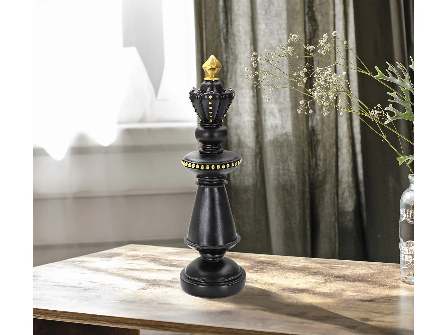 Pièce d'Échec Déco en Résine "Roi" 32cm Noir