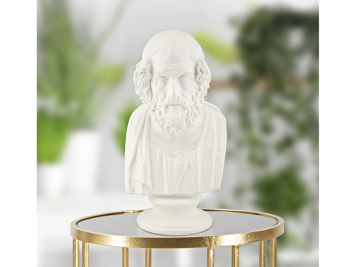 Scultura a forma di busto di uomo in resina bianca cm 12,9x12,5x25