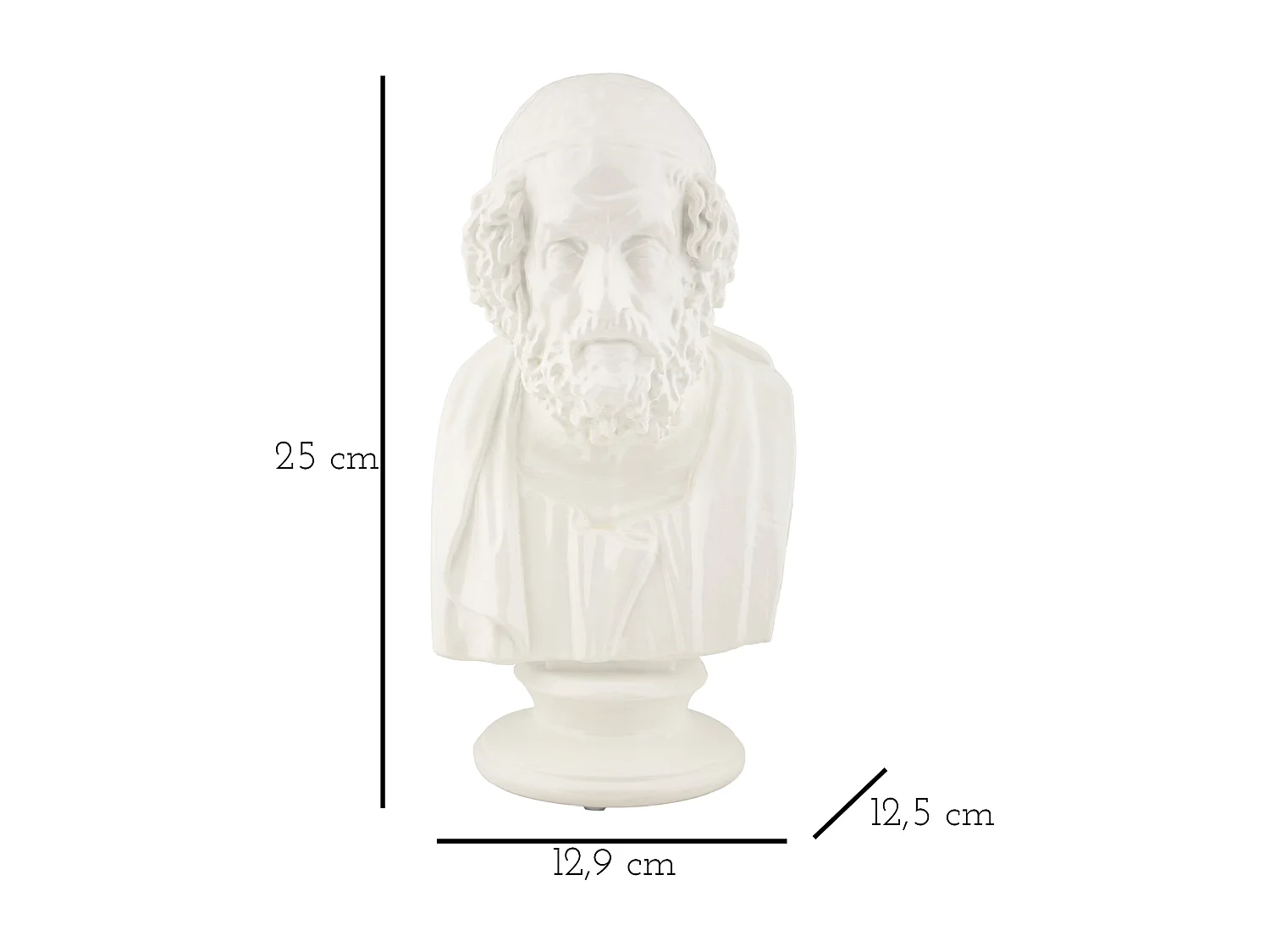 Scultura a forma di busto di uomo in resina bianca cm 12,9x12,5x25