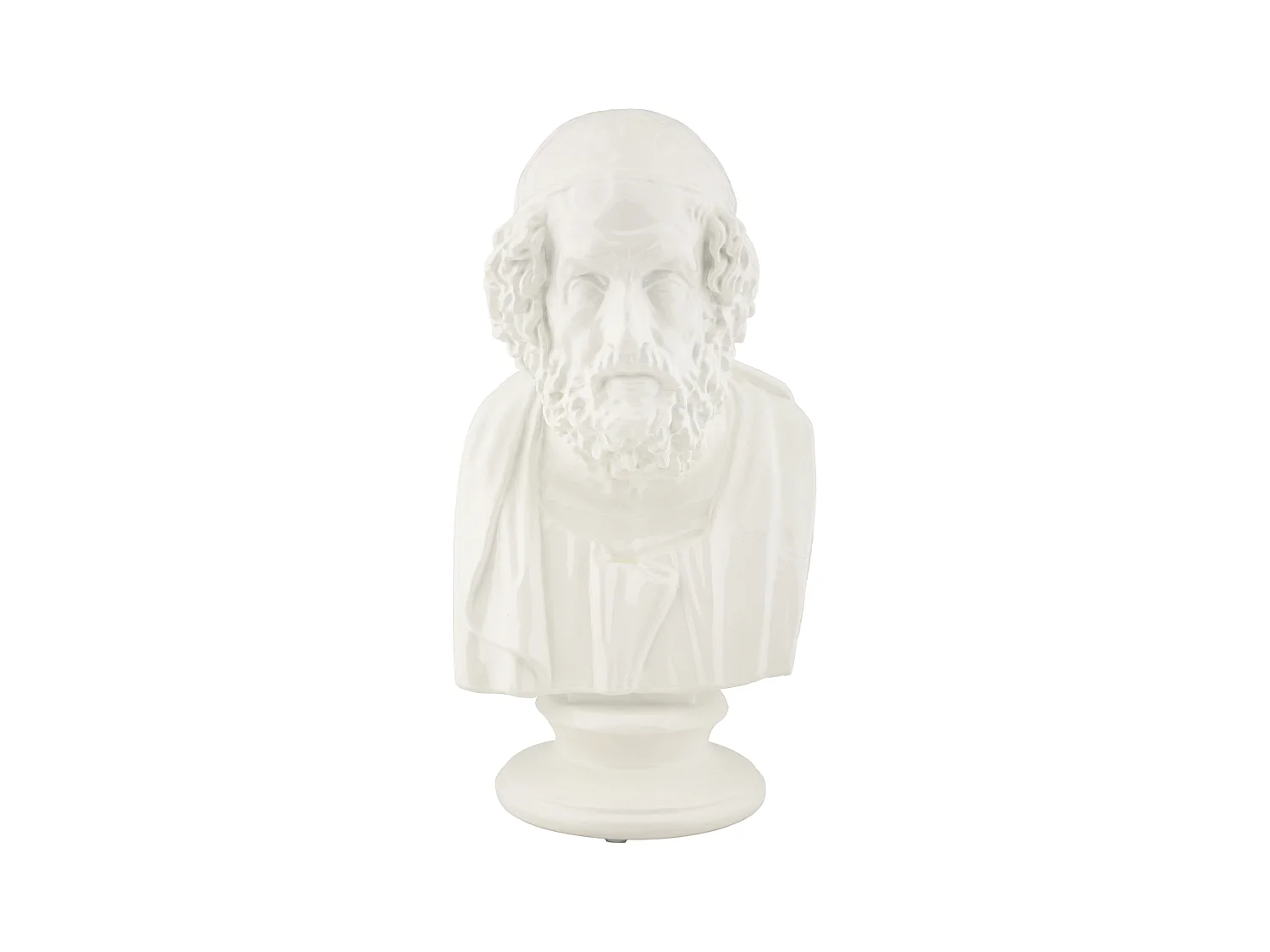 Sculpture élégante de buste blanc représentant un vieux sage, 12,9x12,5x25 cm - Décoration artistique et raffinée