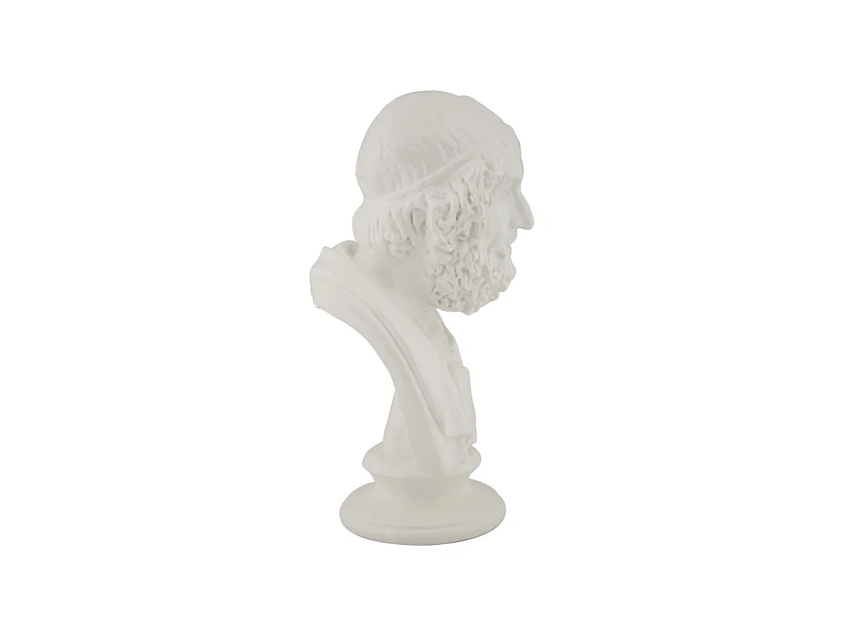 Skulptur Männerbüste aus Kunstharz weiß 12,9x12,5x25 cm