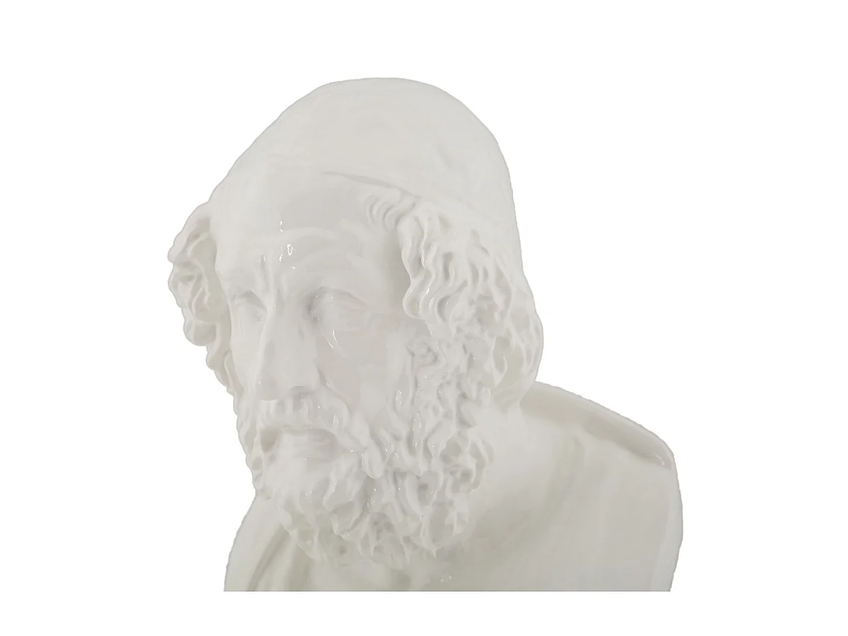 Skulptur Männerbüste aus Kunstharz weiß 12,9x12,5x25 cm