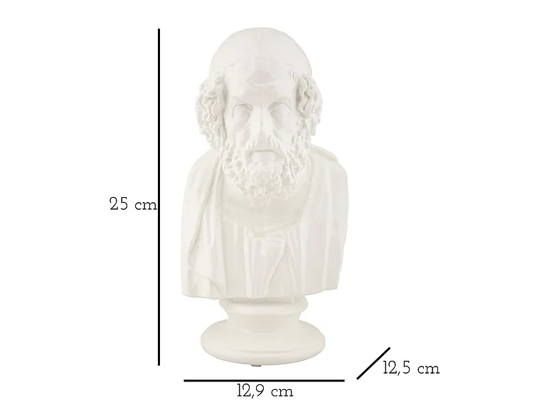 Skulptur Männerbüste aus Kunstharz weiß 12,9x12,5x25 cm