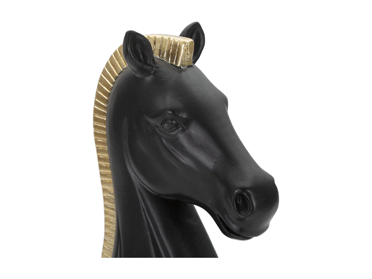 Cavallo degli scacchi in resina nero e dorato Ø cm 10,5x8,5x19