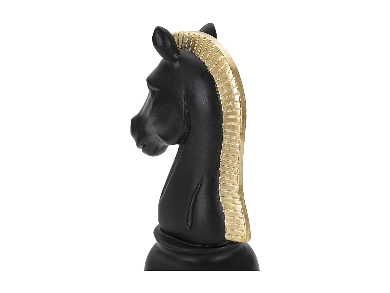 Cheval d’échecs en résine noire et dorée Ø cm 10,5x8,5x19